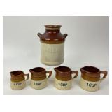 Vintage two-tone Stoneware Milk Jud & Measuring