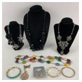 Costume Jewelry: Mark. black bead necklace, New