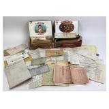 Cigar Boxes With Ephemera, Documents, Receipts