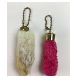 2 Vintage Rabbit foot keychains