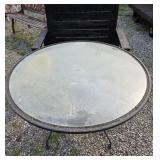 Glass Top Outdoor Table With Metal Base, Wooden Be