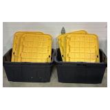 4 Black Plastic Storage Containers W/ Lids