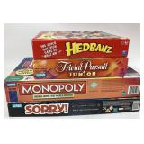 Board Games: Monopoly, Trivial Pursuit Junior +