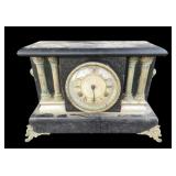 Black Mantel Clock with Decorative Columns