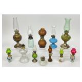 12 Mini Oil Lanterns Lamps Multicolor Glass &