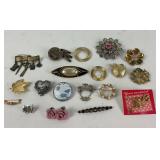 Costume Jewelry Pins: ORA Silver tone rose,