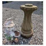 Poly Garden Gnome Statue, Concrete Birdbath Base