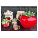 Apple-Themed Ceramic Canisters, Decor Pieces