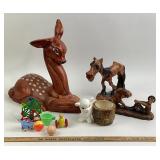 Ceramic Figurines Including Deer, Horse, Lamb