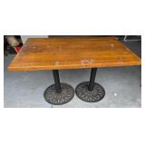 Wood Top Table With Cast Iron Bases