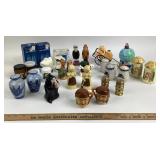 Salt And Pepper Shakers, Ceramic And Brass