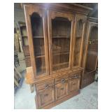 Wood 2 Piece Lighted China Cabinet Hutch Glass