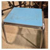 Mid-Century Table Features A Bright Blue  Formica