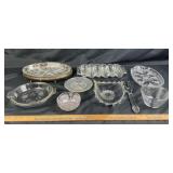 Pressed Glass Serving Trays, Dishes, Bowls