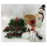 Vintage Christmas Decor Hurricane Wreath Candle