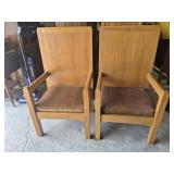 High-Back Wooden Armchairs (2) Featuring A Tall