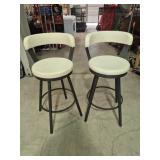 Metal Base Swivel Stools (2) With Vinyl Padded