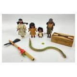 Vintage Indian Collection - 4 Dolls, Tomahawk,