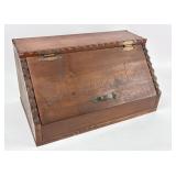 Vintage Carved Wood Countertop Bread Box 20"L x