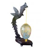 Chinese Reverse Hand-Painted Glass Egg with Wooden