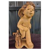 Terracotta Figurine Of Girl With Dog