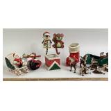 Christmas Figurines, Santa, Deer, Japan-Marked