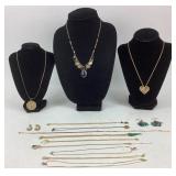 Costume Jewelry: PAJ BB gold tone Sapphire colored