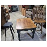 Wood Side Table With Green Painted Legs &