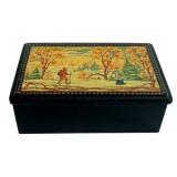 Hand painted Russian lacquer box by artist A.