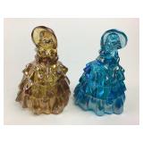 Wheaton Glass Figurines Iridescent Blue, Gold