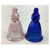 Imperial Glass Bells in Pink, Blue Iridescent Fini