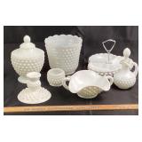 Hobnail Milk Glass Candy Dishes, Compotes, Vases