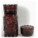 Indian Chief Humidor Canister Brown Amber Glass