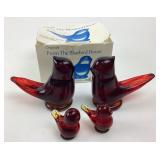 Terra Studios Red Glass Cardinal Birds, Bluebird H