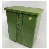 1970s Green Plastic Waste Bin With Floral Details