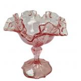 Fenton Colonial Pink Ruffled pink candy dish with