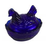 Viking glass mini Cobalt Blue Glass Hen on Nest Di