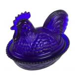 Westmoreland Cobalt Blue Glass Hen on Nest Dish