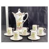 RS Prussia Red mark chocolate tea set 6 tea cups