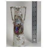 2 handle porcelain vase with iridescent finish