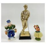 Vintage Dutch Boy Figurine, Golf Statue, & Hula