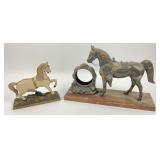 Metal Horse Sculpture, Wood Horse Mantel Clock Fra