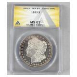 1883 Morgan Dollar MS 62 Cameo DMPL Graded by