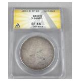 1840 Seated Liberty Dollar Coin EF 45 Cleaned
