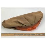 Brown Fabric Clutch With Amber Translucent Plastic