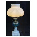 Milk Glass Lamp With Blue Glass Base