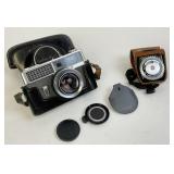 Minolta Hi-Matic Camera, GE Light Meter, Filter