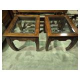 Asian-Inspired Wooden Side Tables (2) Featuring