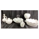 White Milk Glass Hobnail Decorative Pieces