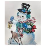 24" Vintage Snowman Metal Stand Up Decor Sign